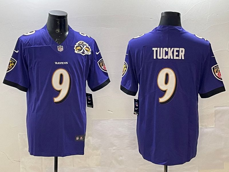 Men Baltimore Ravens #9 Tucker Purple Second generation 2024 Nike Limited NFL Jersey style 3